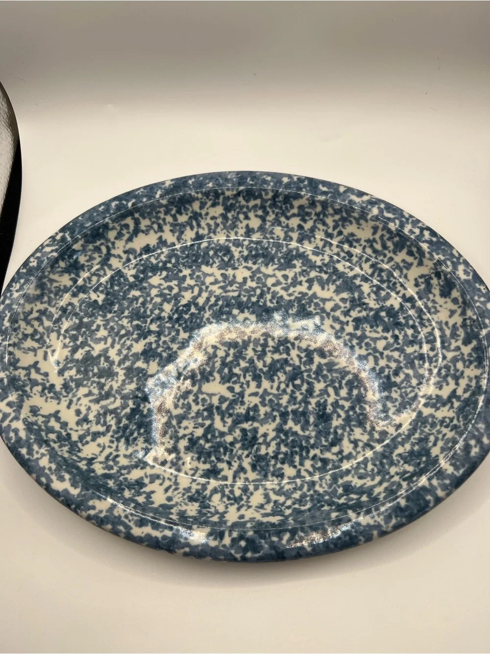 Blue Speckle Oval Serving Platter
